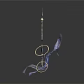 Decorative Ornate Golden Ring And Purple Curved Elements With Gemstone Accents