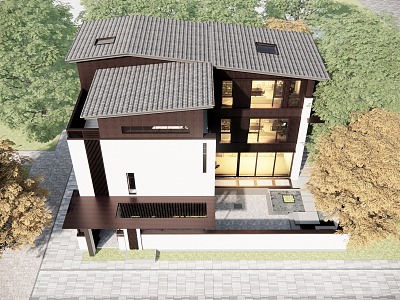 New Chinese-style single-family villa rural self-built house 3d model