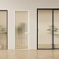 Modern Interior Sliding Doors With Glass Vertical Stripes And Black White Frames