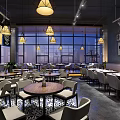 Modern Restaurant Open Kitchen Interior With Stylish Design And Dining Area