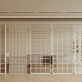 Modern Glass Room Dividers Featuring Grid Patterns And Decorative Designs For Interior Spaces 3d model