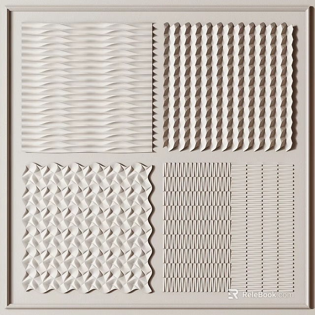 Textured Wall Decor With Diverse Geometric Patterns 3d model 