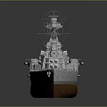 Detailed Warship Water Vehicle with Multiple Cannons and Intricate Deck Structures Design