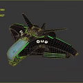 Futuristic Black Spacecraft With Green Glowing Lines And Blue Transparent Section