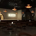 Modern Bar Interior Design With Wooden Counter Shelves Bottles And Seating