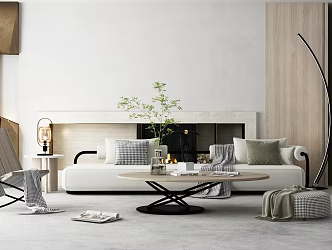 Modern sofa coffee table combination home 3d model