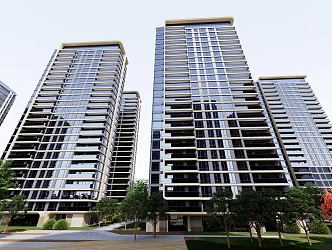 Modern residential area high-rise mansion entrance 3d model