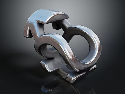 Sleek Silver Abstract Jewelry Piece With Curved Rings And Polished Surface On Dark Background 3d model