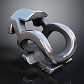 Sleek Silver Abstract Jewelry Piece With Curved Rings And Polished Surface On Dark Background