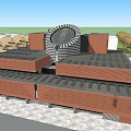 Red Brick Museum Building With Modern Design And Unique Roof Structure