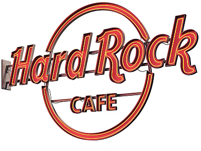 Hard Rock Cafe Neon Style Logo With Circular Design And Vibrant Red Yellow Lettering 3d model