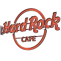 Hard Rock Cafe Neon Style Logo With Circular Design And Vibrant Red Yellow Lettering