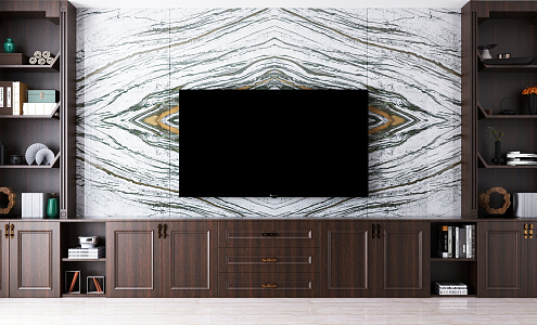 New Chinese TV Background Cabinet TV Cabinet 3d model