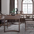 Elegant Study Room Interior With Wooden Bookcases Arched Windows And Wooden Desk