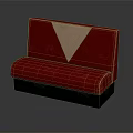 Stylish Red Upholstered Booth Seat With Beige Triangle Backrest Design And Black Base