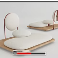 Modern Minimalist Single Seater Sofa Furniture With Wooden Base White Cushion And Red Metal Frame
