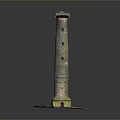 Ancient Brick Tower Historical Architecture With Stone Base And Green Vegetation