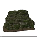 Natural Rock Formation Covered With Lush Green Moss And Human Silhouette