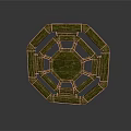 Octagonal Green Scene Component With Textured Surface And Circular Center Design