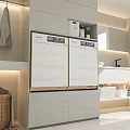 Bathroom Cabinet Rack With Touchfish White Appliances Control Panel And Hanging Towels 3d model