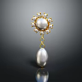 Exquisite Gold Jewelry With Round Pearl Floral Setting And Dangling Teardrop Pearl