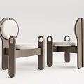 Modern Wooden Frame Leisure Chairs With White Padded Seat And Unique Backrest Design