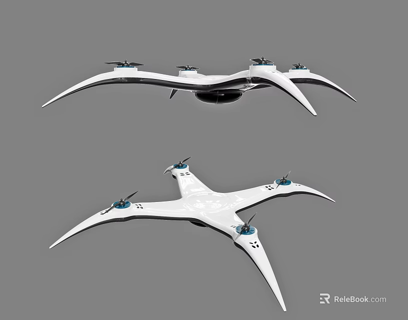 Intelligent Machines With Multi Wing Design Streamlined Structure And Futuristic Blue Engines 3d model 