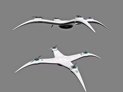 Intelligent Machines With Multi Wing Design Streamlined Structure And Futuristic Blue Engines 3d model