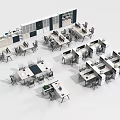 Modern Office Desk With Ergonomic Chair Laptop Stationery And Potted Plant