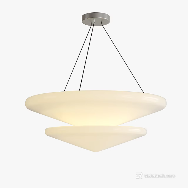 Modern Minimalist White Double Layer Hanging Chandelier Home Interior Design 3d model