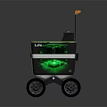 Green And Black Robot With Smiley Face Design And Wheels For LUX Features