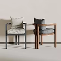 Accent Chairs With Black Metal Wooden Frames Light Dark Gray Cushions