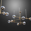 Modern Contemporary Chandelier with Glass Balls and Gold Metal Structure Design