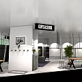 Modern Clothing Store Interior With Clothing Racks Glass Partitions And Green Plant