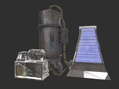 Industrial Equipment Setup With Large Cylindrical Tank Conveyor Belt And Mechanical Components 3d model
