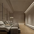 Modern SPA Sauna Interior With Comfortable Lounge Chairs And Warm Wooden Flooring