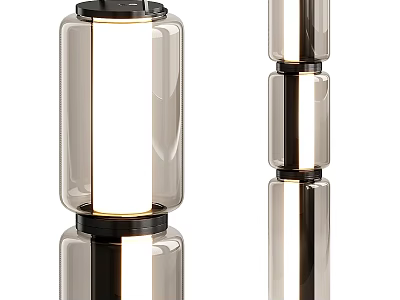 Modern Floor Lamp With Glass Cylinder Shade And Metal Frame Contemporary Design 3d model