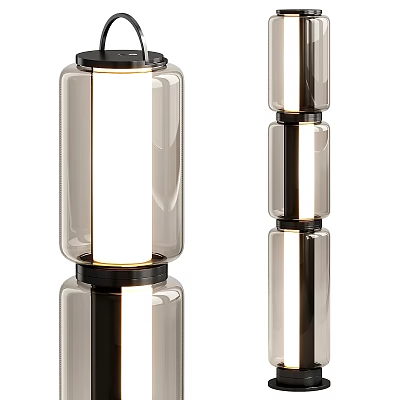 Modern Floor Lamp With Glass Cylinder Shade And Metal Frame Contemporary Design 3d model