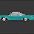 Classic Turquoise Vintage Car With White Roof And Streamlined Retro Design