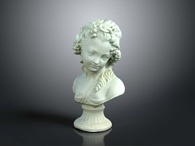 Classical Marble Bust Sculpture With Curly Hair And Decorative Base 3d model