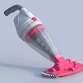 White and Pink Vacuum Cleaner with Transparent Dust Container and Brush Base for Home Use