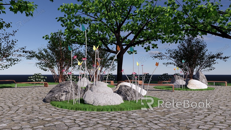 Modern Style Park Landscape Nature Wilderness Park Landscape model