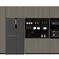 Modern Kitchen With Light Wood And Gray Cabinets Built-in Appliances And Open Shelves