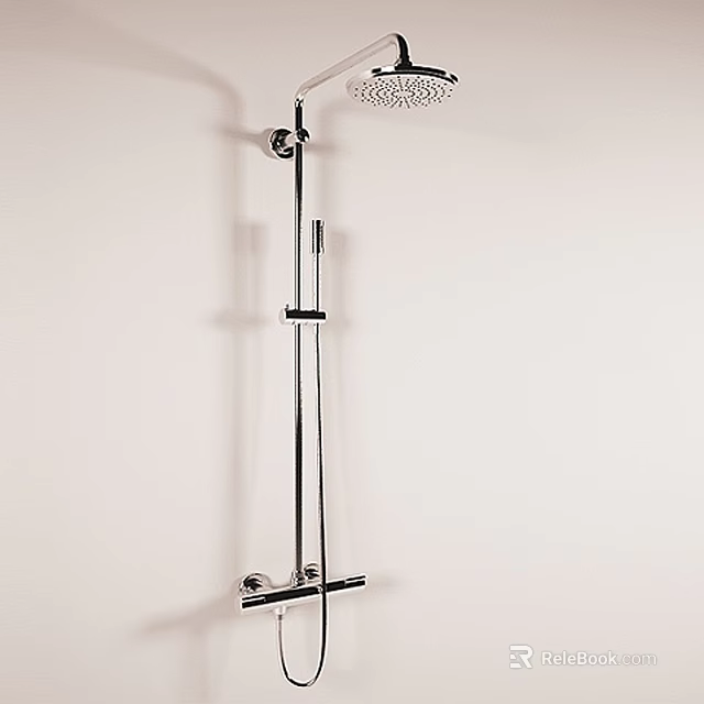 Modern Chrome Shower Fixture with Wall Mounted Design and Sleek Contemporary Style 3d model 