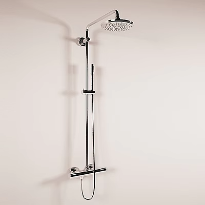 Modern Chrome Shower Fixture with Wall Mounted Design and Sleek Contemporary Style 3d model