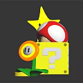 Mario Question Block With Red Mushroom Yellow Star And Fire Flower