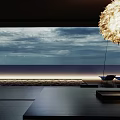 Modern Foreign Large Flat-storey Villa Courtyard Night View Outdoor Beach Night View 3d model