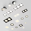 Various Styles of Downlights and Spotlights with Round Square Shapes for Indoor Ceiling Lighting Decoration