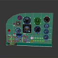 Vintage Green Control Panel With Multiple Gauges Buttons And Switches