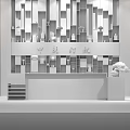 New Chinese Reception Desk Front Desk Background 3d model
